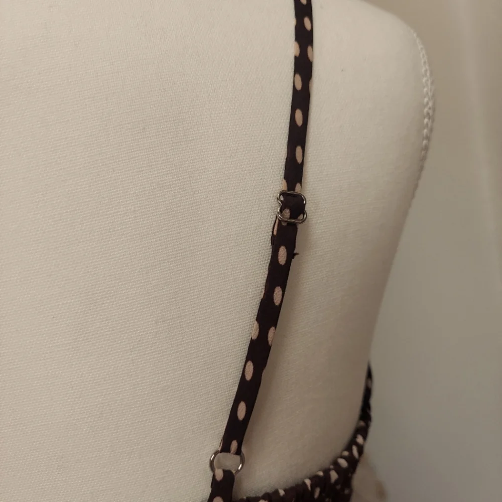 Skylar+Madison Midi Brown Polkadot Flowing Cutout Swing Summer Dress Size Small - Picture 4 of 7